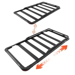 VEVOR Roof Rack Cargo Basket, 64 x 39 x 4.53 in, Heavy Duty Roof Top Carrier Basket with Extension, 200 lbs Capacity, All-Weather Car Top Luggage Holder, Universal Fit for SUVs Trucks Vehicles Pickups