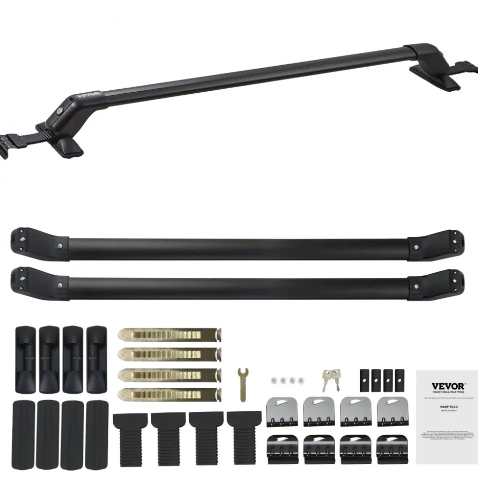VEVOR Roof Rack Cross Bars, Aluminum Roof Rack Crossbars, Fit Roof without Side Rail, 155 lbs Load Capacity, Adjustable Bare Roof Crossbars with Locks, for SUVs, Sedans, and Vans