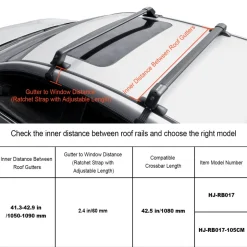 VEVOR Roof Rack Cross Bars, Aluminum Roof Rack Crossbars, Fit Roof without Side Rail, 155 lbs Load Capacity, Adjustable Bare Roof Crossbars with Locks, for SUVs, Sedans, and Vans