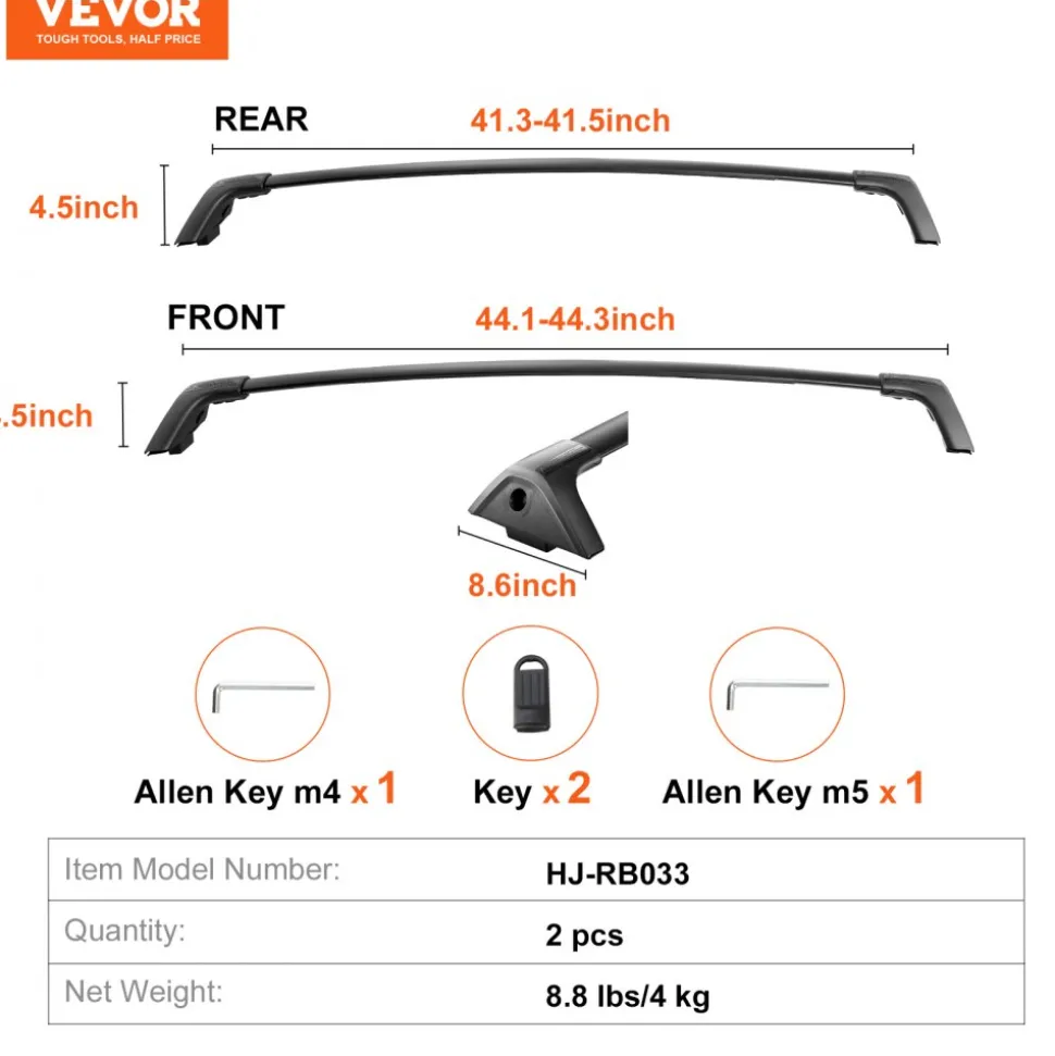 VEVOR Roof Rack Cross Bars, Compatible with Toyota RAV4 2020-2023, 160lbs Load Capacity, Aluminum Anti-Rust Crossbars with Locks, Rooftop Cargo Bag Luggage Carrier (Not Fit for Adventure/TRD Off-Road)