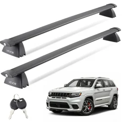 VEVOR Roof Rack Cross Bars, Fits Jeep Grand Cherokee 2011-2021 (With Grooved Side Rails), 200 LBS Capacity, Lockable Heavy Duty Aluminum Crossbar Racks Roof Rail Rooftop Luggage Canoe