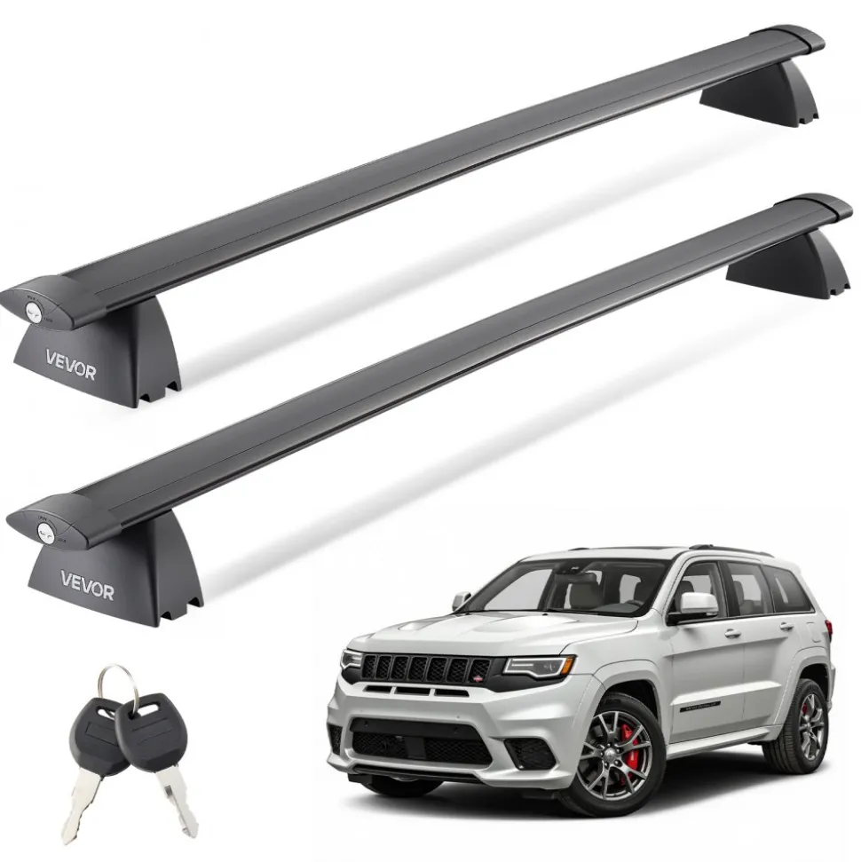 VEVOR Roof Rack Cross Bars, Fits Jeep Grand Cherokee 2011-2021 (With Grooved Side Rails), 200 LBS Capacity, Lockable Heavy Duty Aluminum Crossbar Racks Roof Rail Rooftop Luggage Canoe