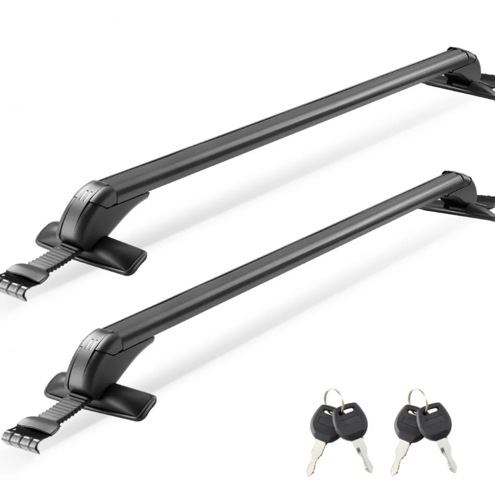 VEVOR Roof Rack Cross Bars, Universal Fit for Naked Roofs Without Raised Rails/Flush Rail/Black Moldings, 165 LBS Capacity, Lockable Heavy Duty Aluminum Crossbar Racks Roof Rail Rooftop Luggage Canoe