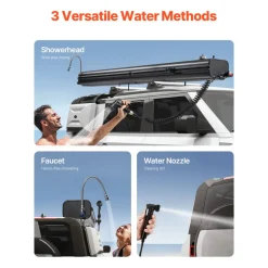 VEVOR Roof Rack Water Tank, 8 Gal, Multi-Dispensing Outdoor Tank with 2 Splash-Guard Panels & T-slot, High-Capacity Aluminum Tank with Pressurization Port, Fit for Trunks, Roll Bars, Crossbars