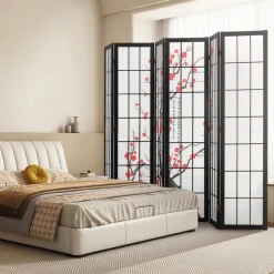 VEVOR Room Divider, 6 Panel Japanese Room Divider Screen, Wood Folding Privacy Screen Indoor, Japanese Partition Portable Decoration Dividers, for Room Separation Home Office Restaurant & Bedroom
