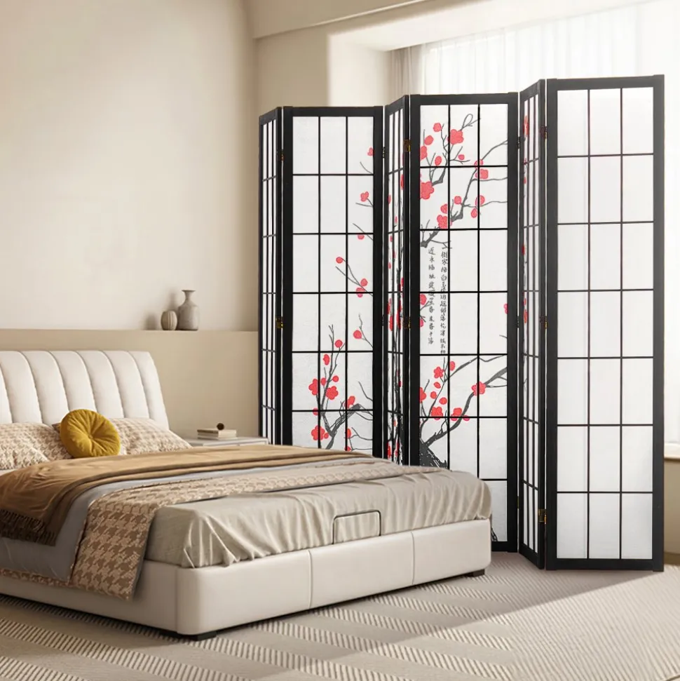 VEVOR Room Divider, 6 Panel Japanese Room Divider Screen, Wood Folding Privacy Screen Indoor, Japanese Partition Portable Decoration Dividers, for Room Separation Home Office Restaurant & Bedroom