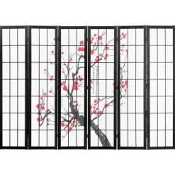 VEVOR Room Divider, 6 Panel Japanese Room Divider Screen, Wood Folding Privacy Screen Indoor, Japanese Partition Portable Decoration Dividers, for Room Separation Home Office Restaurant & Bedroom