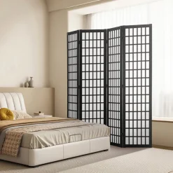 VEVOR Room Divider, 4 Panel Japanese Room Divider, Wood Folding Privacy Screen Indoor, Japanese Partition Dividers Portable Decoration Screens, for Room Separation Home Office Restaurant & Bedroom