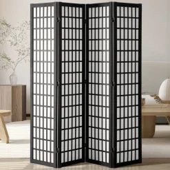 VEVOR Room Divider, 4 Panel Japanese Room Divider, Wood Folding Privacy Screen Indoor, Japanese Partition Dividers Portable Decoration Screens, for Room Separation Home Office Restaurant & Bedroom