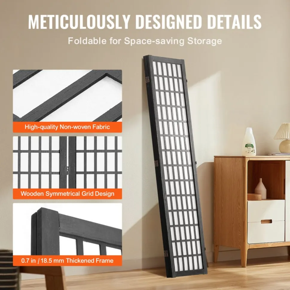 VEVOR Room Divider, 3 Panel Japanese Room Divider, Wood Folding Privacy Screen Indoor, Japanese Partition Dividers Portable Decoration Screens, for Room Separation Home Office Restaurant & Bedroom