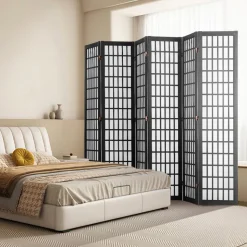 VEVOR Room Divider, 6 Panel Japanese Room Divider, Folding Privacy Screen Indoor, Portable Partition Dividers and Decoration Screens, for Room Separation, Home, Office, Restaurant & Bedroom (Black)