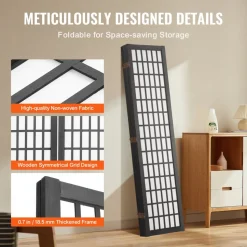 VEVOR Room Divider, 6 Panel Japanese Room Divider, Folding Privacy Screen Indoor, Portable Partition Dividers and Decoration Screens, for Room Separation, Home, Office, Restaurant & Bedroom (Black)