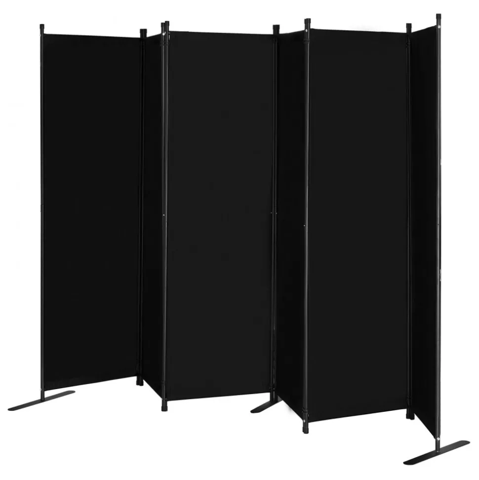 VEVOR Room Divider, 6 Panel Room Divider, Folding Privacy Screen and Portable Partition Divider for Room Separation, Freestanding Room Partitions for Office, Bedroom, Study, Black