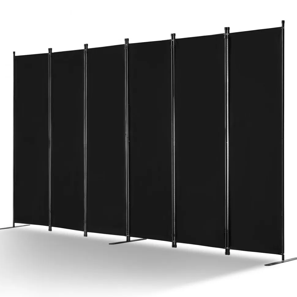 VEVOR Room Divider, 6 Panel Room Divider, Folding Privacy Screen and Portable Partition Divider for Room Separation, Freestanding Room Partitions for Office, Bedroom, Study, Black
