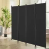 VEVOR Room Divider,  4 Panel Room Dividers and Folding Privacy Screens, Fabric Partition Room Dividers for Office, Bedroom, Dining Room, Study, Freestanding, Black