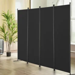 VEVOR Room Divider, Â 4 Panel Room Dividers and Folding Privacy Screens, Fabric Partition Room Dividers for Office, Bedroom, Dining Room, Study, Freestanding, Black
