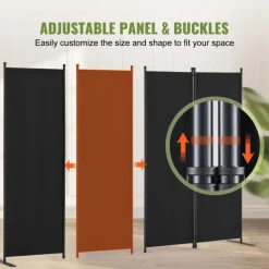 VEVOR Room Divider, 4 Panel Room Dividers and Folding Privacy Screens, Fabric Partition Room Dividers for Office, Bedroom, Dining Room, Study, Freestanding, Black