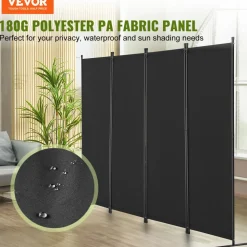 VEVOR Room Divider, 4 Panel Room Dividers and Folding Privacy Screens, Fabric Partition Room Dividers for Office, Bedroom, Dining Room, Study, Freestanding, Black