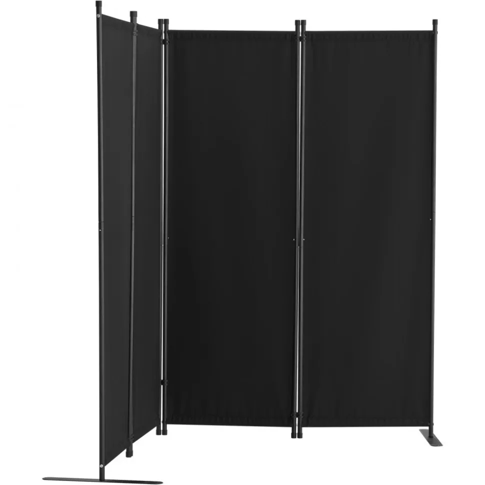 VEVOR Room Divider, 4 Panel Room Dividers and Folding Privacy Screens, Fabric Partition Room Dividers for Office, Bedroom, Dining Room, Study, Freestanding, Black