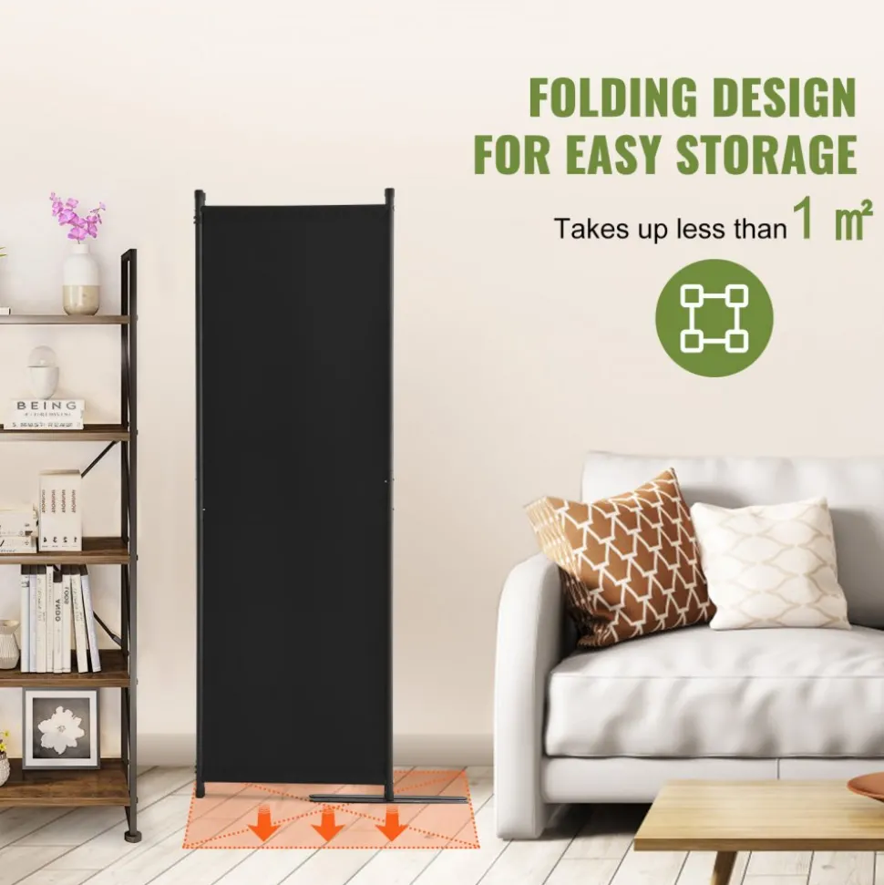 VEVOR Room Divider, 4 Panel Room Dividers and Folding Privacy Screens, Fabric Partition Room Dividers for Office, Bedroom, Dining Room, Study, Freestanding, Black