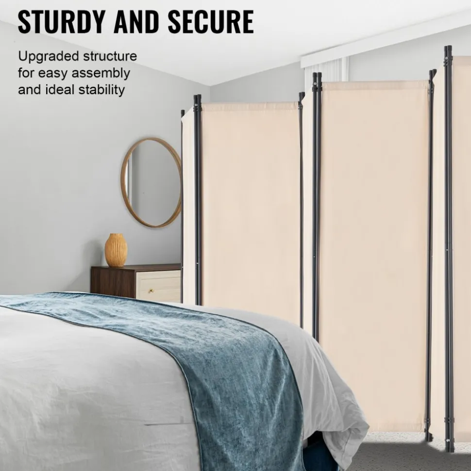 VEVOR Room Divider, 4 Panel Room Dividers and Folding Privacy Screens, Fabric Partition Room Dividers for Office, Bedroom, Dining Room, Study, Freestanding, White