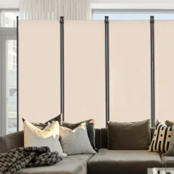 VEVOR Room Divider, 4 Panel Room Dividers and Folding Privacy Screens, Fabric Partition Room Dividers for Office, Bedroom, Dining Room, Study, Freestanding, White
