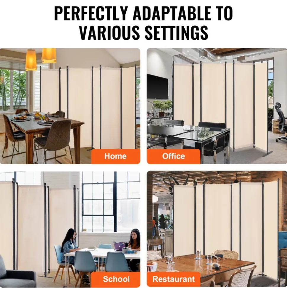 VEVOR Room Divider, 4 Panel Room Dividers and Folding Privacy Screens, Fabric Partition Room Dividers for Office, Bedroom, Dining Room, Study, Freestanding, White