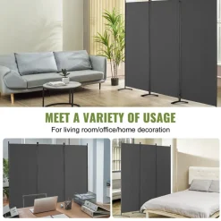 VEVOR Room Divider, 3 Panel Room Divider, Folding Privacy Screen and Portable Partition Divider for Room Separation, Freestanding Room Partitions for Office, Bedroom, Study, Grey