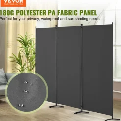 VEVOR Room Divider, 3 Panel Room Divider, Folding Privacy Screen and Portable Partition Divider for Room Separation, Freestanding Room Partitions for Office, Bedroom, Study, Grey
