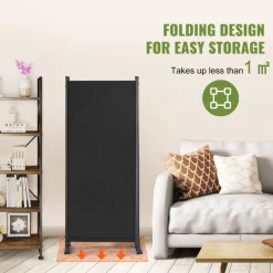 VEVOR Room Divider, 3 Panel Room Dividers and Folding Privacy Screens, Fabric Partition Room Dividers for Office, Bedroom, Dining Room, Study, Freestanding, Black