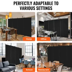 VEVOR Room Divider, 4 Panel Room Divider, Folding Privacy Screen and Portable Partition Divider for Room Separation, Freestanding Room Partitions for Office, Bedroom, Study, Black