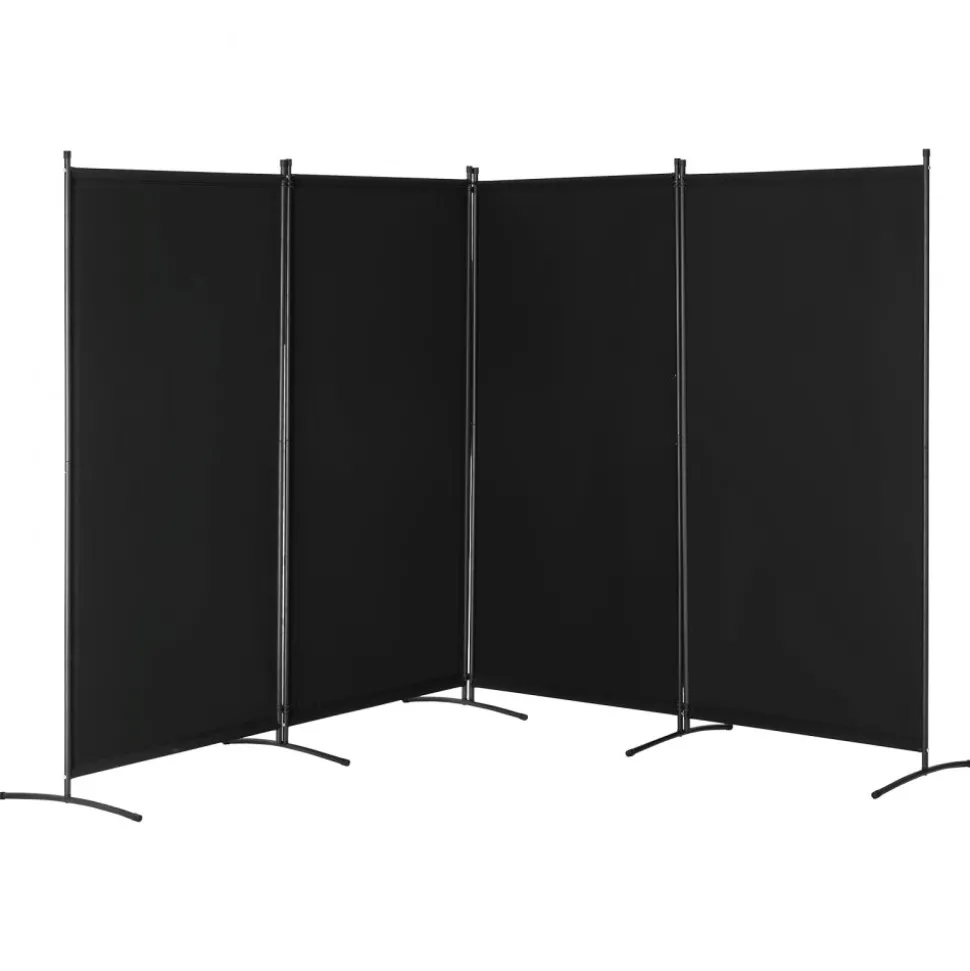 VEVOR Room Divider, 4 Panel Room Divider, Folding Privacy Screen and Portable Partition Divider for Room Separation, Freestanding Room Partitions for Office, Bedroom, Study, Black