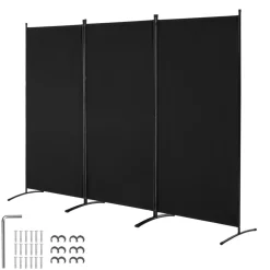 VEVOR Room Divider, 3 Panel Room Divider, Folding Privacy Screen and Portable Partition Divider for Room Separation, Freestanding Room Partitions for Office, Bedroom, Study, Black