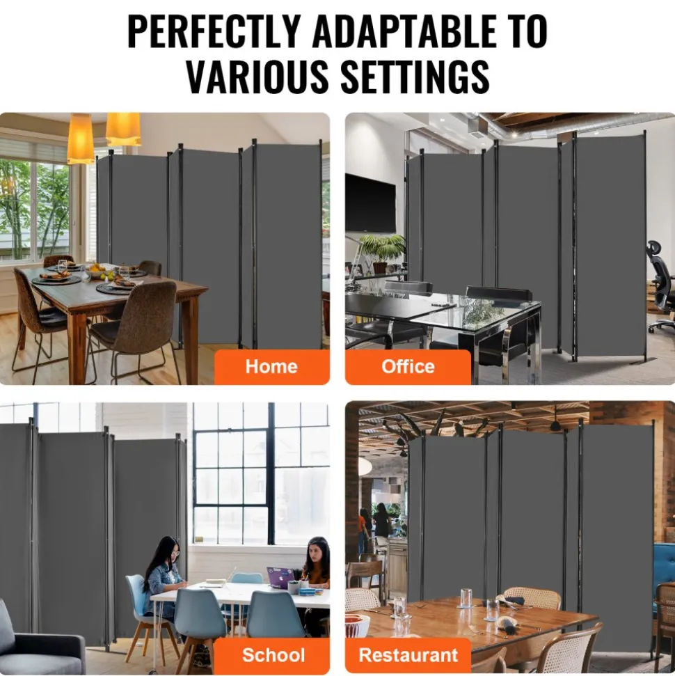 VEVOR Room Divider, 6 Panel Room Divider, Folding Privacy Screen and Portable Partition Divider for Room Separation, Freestanding Room Partitions for Office, Bedroom, Study, Grey