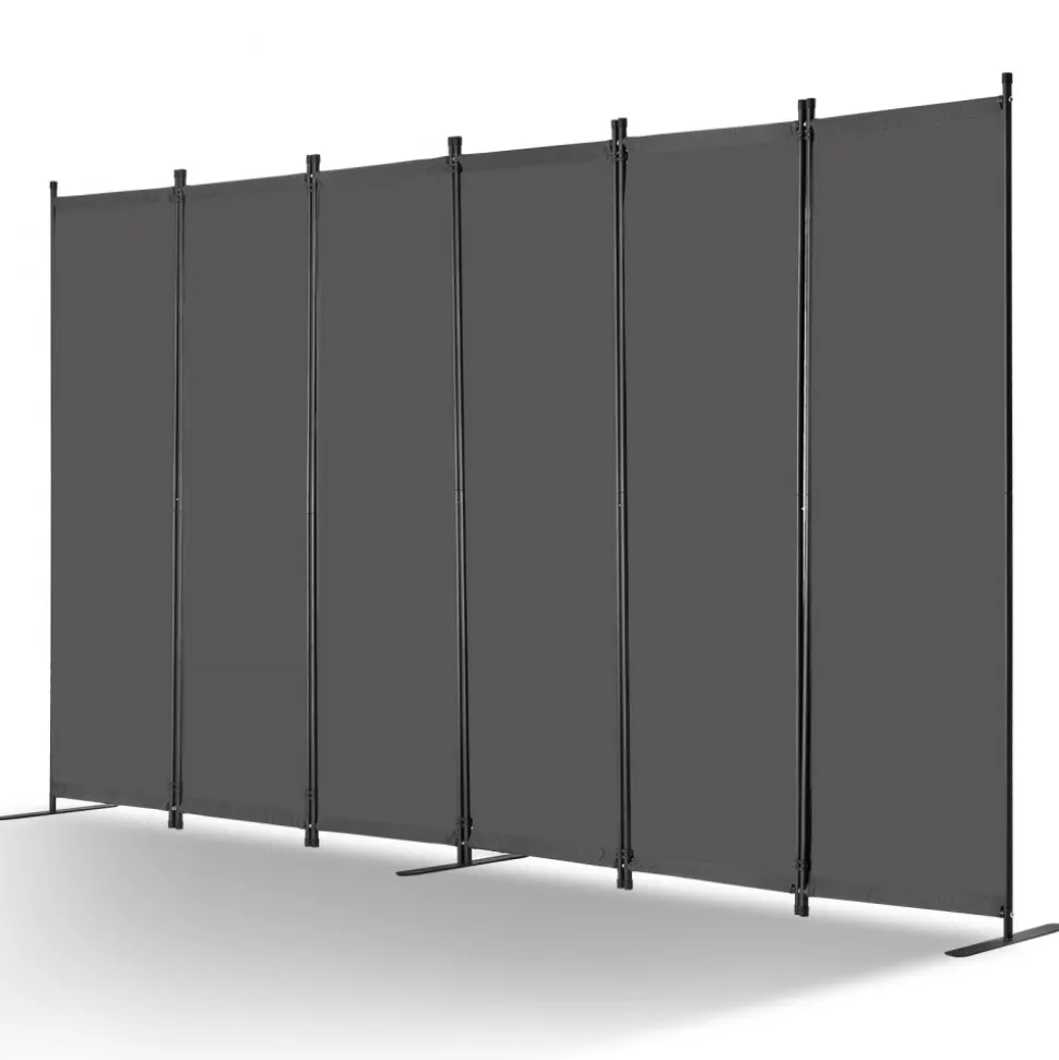 VEVOR Room Divider, 6 Panel Room Divider, Folding Privacy Screen and Portable Partition Divider for Room Separation, Freestanding Room Partitions for Office, Bedroom, Study, Grey