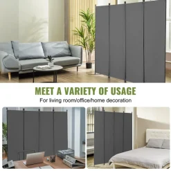 VEVOR Room Divider, Â 4 Panel Room Dividers and Folding Privacy Screens, Fabric Partition Room Dividers for Office, Bedroom, Dining Room, Study, Freestanding, Light Gray