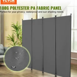VEVOR Room Divider,  4 Panel Room Dividers and Folding Privacy Screens, Fabric Partition Room Dividers for Office, Bedroom, Dining Room, Study, Freestanding, Light Gray
