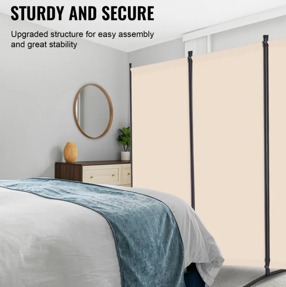 VEVOR Room Divider, 4 Panel Room Divider, Folding Privacy Screen and Portable Partition Divider for Room Separation, Freestanding Room Partitions for Office, Bedroom, Study, Beige