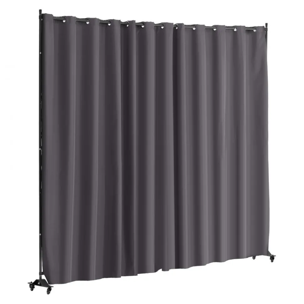 VEVOR Room Divider, Portable Panel Room Divider with Wheels Curtain Divider Stand, Freestanding Room Divider Privacy Screen for Office, Bedroom, Dining Room, Study, Gray