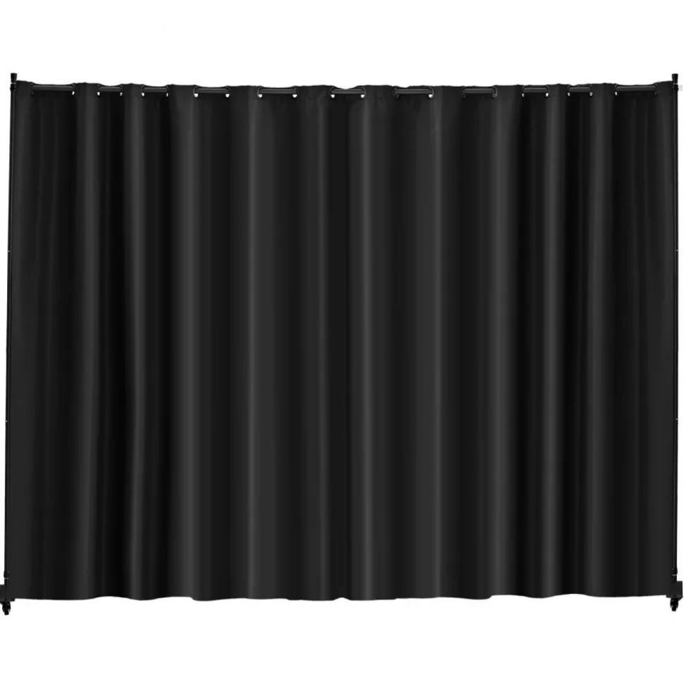 VEVOR Room Divider, Portable Panel Room Divider with Wheels Curtain Divider Stand, Freestanding Room Divider Privacy Screen for Office, Bedroom, Dining Room, Study, Black