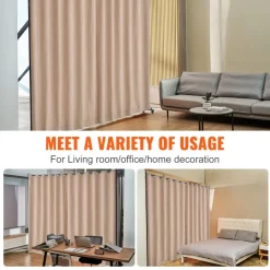 VEVOR Room Divider, Portable Panel Room Divider with Wheels Curtain Divider Stand, Freestanding Room Divider Privacy Screen for Office, Bedroom, Dining Room, Study, Brown