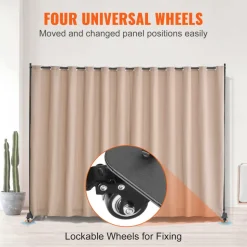 VEVOR Room Divider, Portable Panel Room Divider with Wheels Curtain Divider Stand, Freestanding Room Divider Privacy Screen for Office, Bedroom, Dining Room, Study, Brown