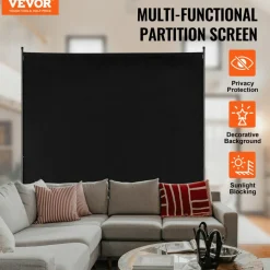 VEVOR Room Divider, Single Panel Room Divider, 6FT Privacy Screen Indoor, Partition Divider for Room Separation, Freestanding Room Divider Panel for Office, Bedroom, Black