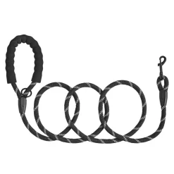 VEVOR Rope Dog Leash, 6ft Heavy Duty Dog Leash with Comfortable Padded Handle, Strong Nylon Thick Leash with Reflective Threads, Dog walking and Training Leash, for Medium Large Dogs (1/2 in, Black)