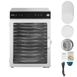 VEVOR Rotary Food Dehydrator Machine, 12 Stainless Steel Trays, 800W Electric Food Dryer with Adjustable Temp & 24-Hour Timer, Food-Dehydrator for Jerky, Meat, Fruit, Vegetables, Herbs, Dog Treats
