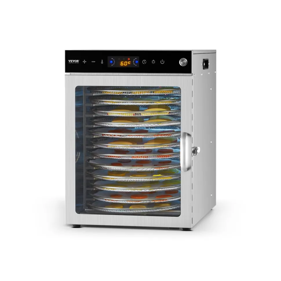 VEVOR Rotary Food Dehydrator Machine, 12 Stainless Steel Trays, 800W Electric Food Dryer with Adjustable Temp & 24-Hour Timer, Food-Dehydrator for Jerky, Meat, Fruit, Vegetables, Herbs, Dog Treats