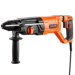 VEVOR Rotary Hammer Drill, 1-1/8 in SDS-Plus Electric Corded Heavy Duty Rotary Hammer, 4 Functions, Including 3 Drill Bits, Flat Chisel, Pointed Chisel, and Carrying Case, for Concrete and Masonry