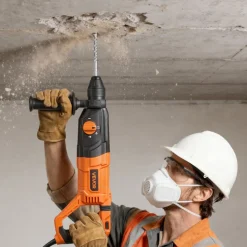 VEVOR Rotary Hammer Drill, 1-1/8 in SDS-Plus Electric Corded Heavy Duty Rotary Hammer, 4 Functions, Including 3 Drill Bits, Flat Chisel, Pointed Chisel, and Carrying Case, for Concrete and Masonry
