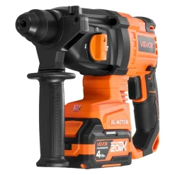 VEVOR Rotary Hammer Drill, 7/8 in SDS-Plus Cordless, 20V Battery Powered Rotary Hammer, Brushless, Including Battery, Charger, 3 Drill Bits, Flat Chisel, Pointed Chisel, Carrying Case, for Concrete