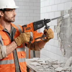 VEVOR Rotary Hammer Drill, 7/8 in SDS-Plus Cordless, 20V Battery Powered Rotary Hammer, Brushless, Including Battery, Charger, 3 Drill Bits, Flat Chisel, Pointed Chisel, Carrying Case, for Concrete